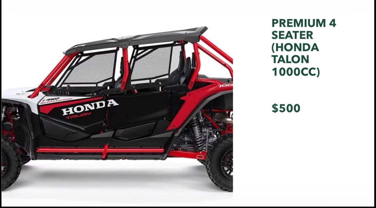AWD Dual Clutch Honda Talon Premium 4 Seater (Honda Talon 1000cc)